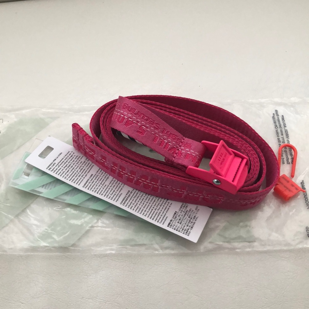 Off White Mini Industrial Belt Fuchsia